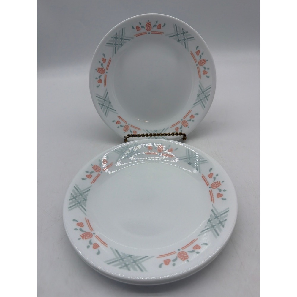 Dutch Lattice Corelle Orange Tulips Gray-Green Lattice Bread plate